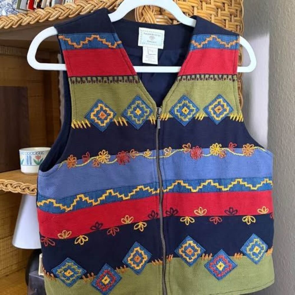 vintage embroidered geometric vest